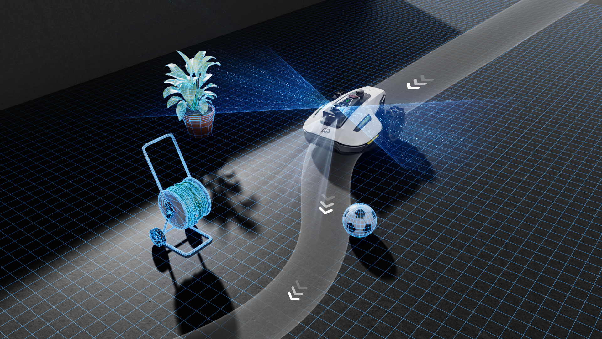 YUKA mini 2 1000 robotfűnyíró intelligensen azonosítja a kertben lévő tárgyakat