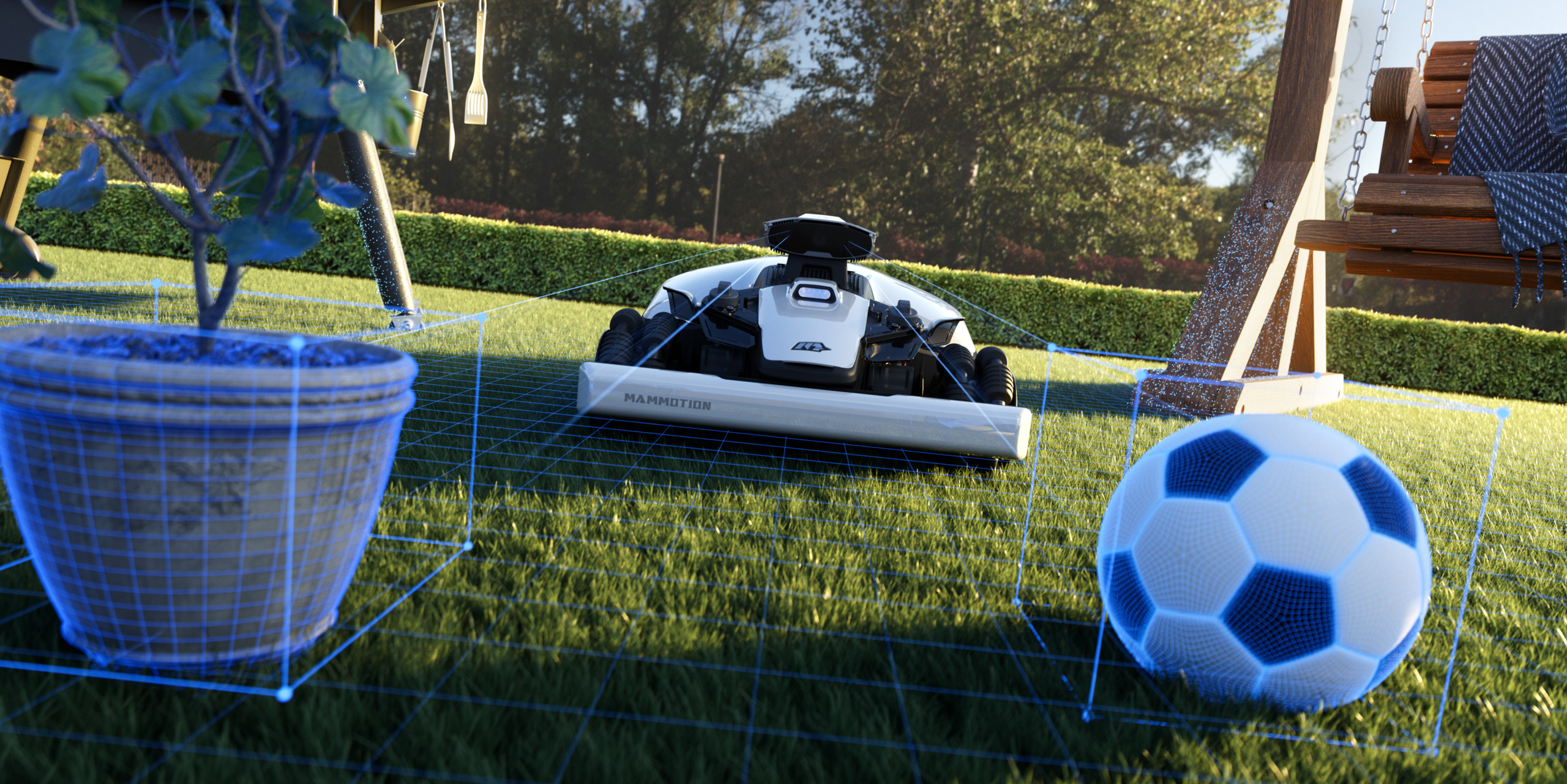 LUBA mini 2 1000 robotfűnyíró - intelligens akadályfelismerés működés közben